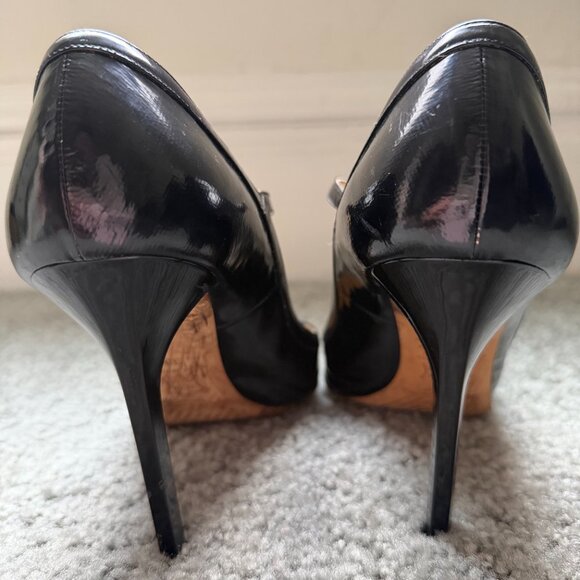 Jimmy Choo T-Strap Stiletto Mary Jane Black Patent Leather Pumps - Picture 3 of 9